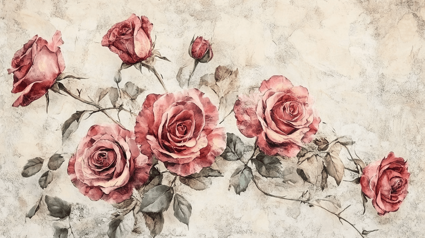 Papier Peint Fleur Vintage Rose