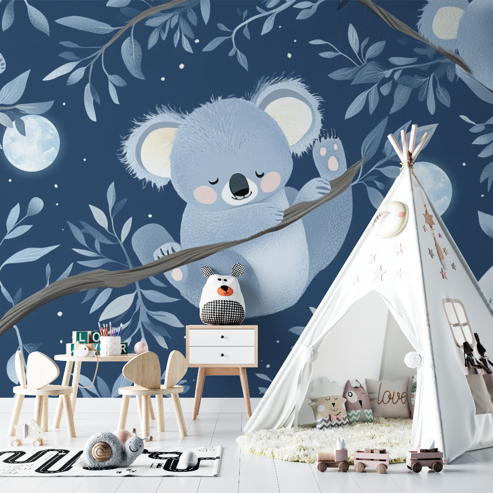 Papier peint koala et ombre de la lune chambre bebe