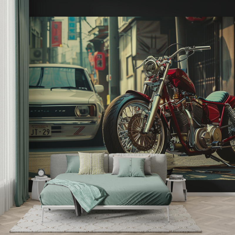 Papier peint moto et voiture garcon123