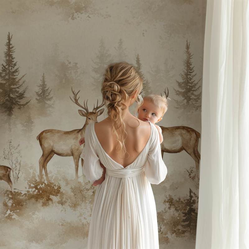 Papier peint animaux foret et cerf royal bb123