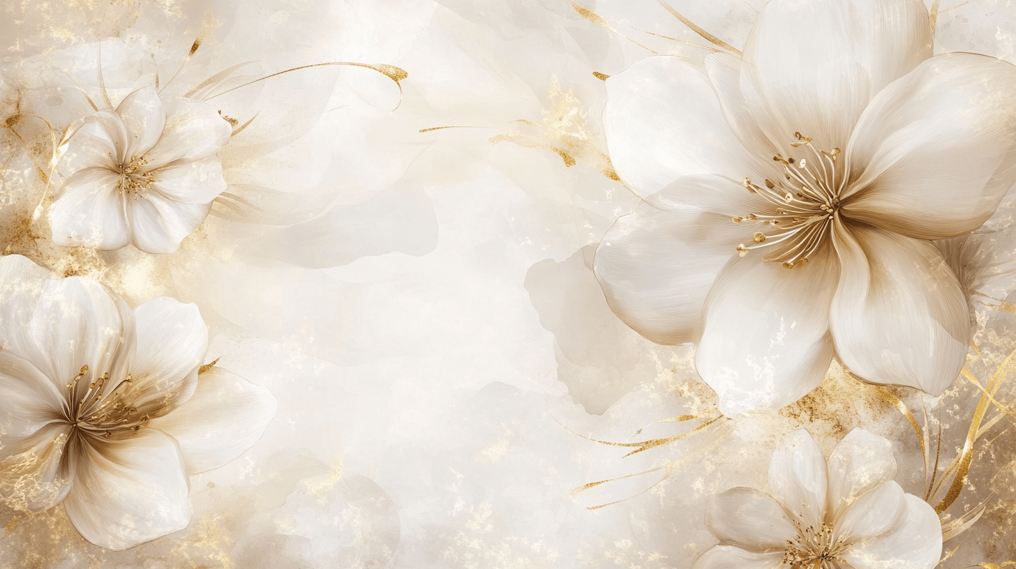 Papier Peint Fleurs Transparences Beige Et Doré