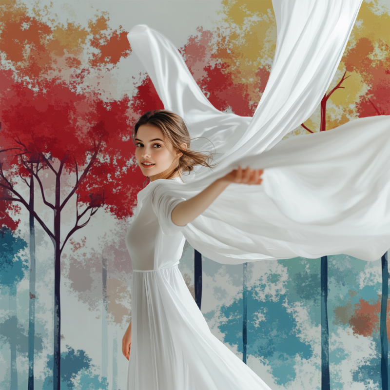 Papier peint arbre couleur modele