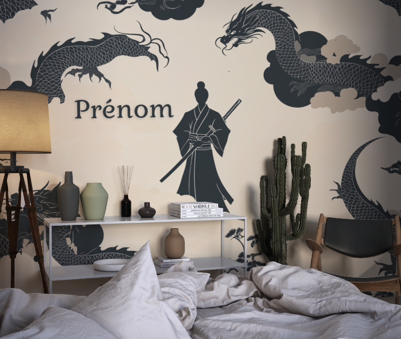 Papier peint prenom ado japon chambre dado1