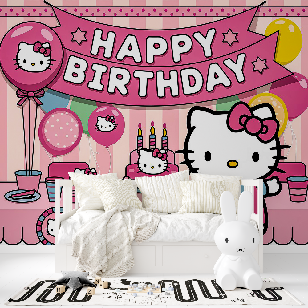 Papier peint hello kitty chambre tapisserie fille