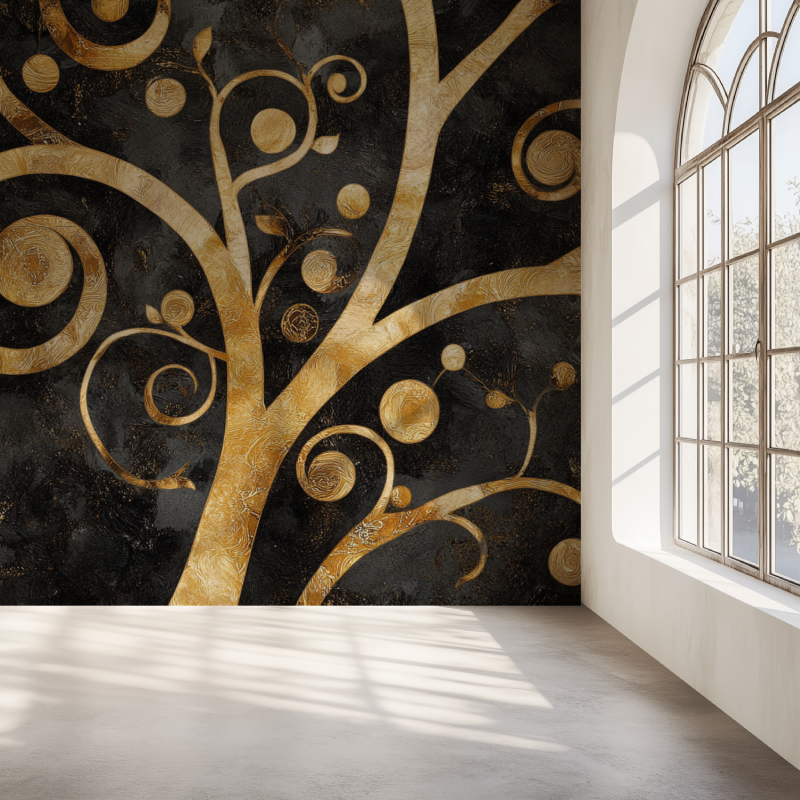 Papier peint arbre de vie klimt mur simple