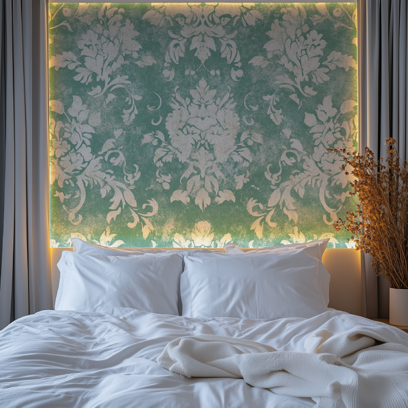 Papier peint vintage vert deau chambre premium