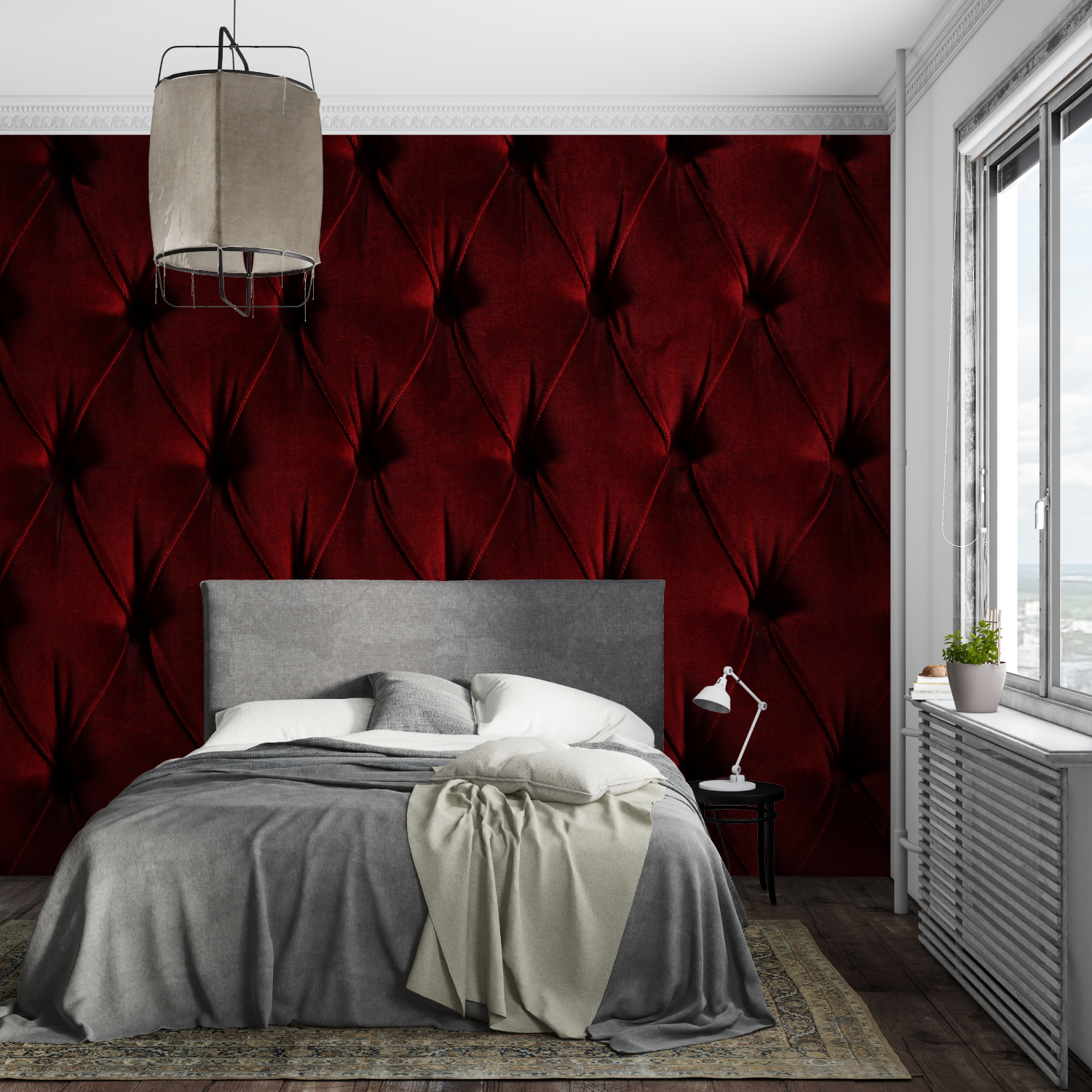 Papier Peint Noir Et Rouge 3D - sur mesure