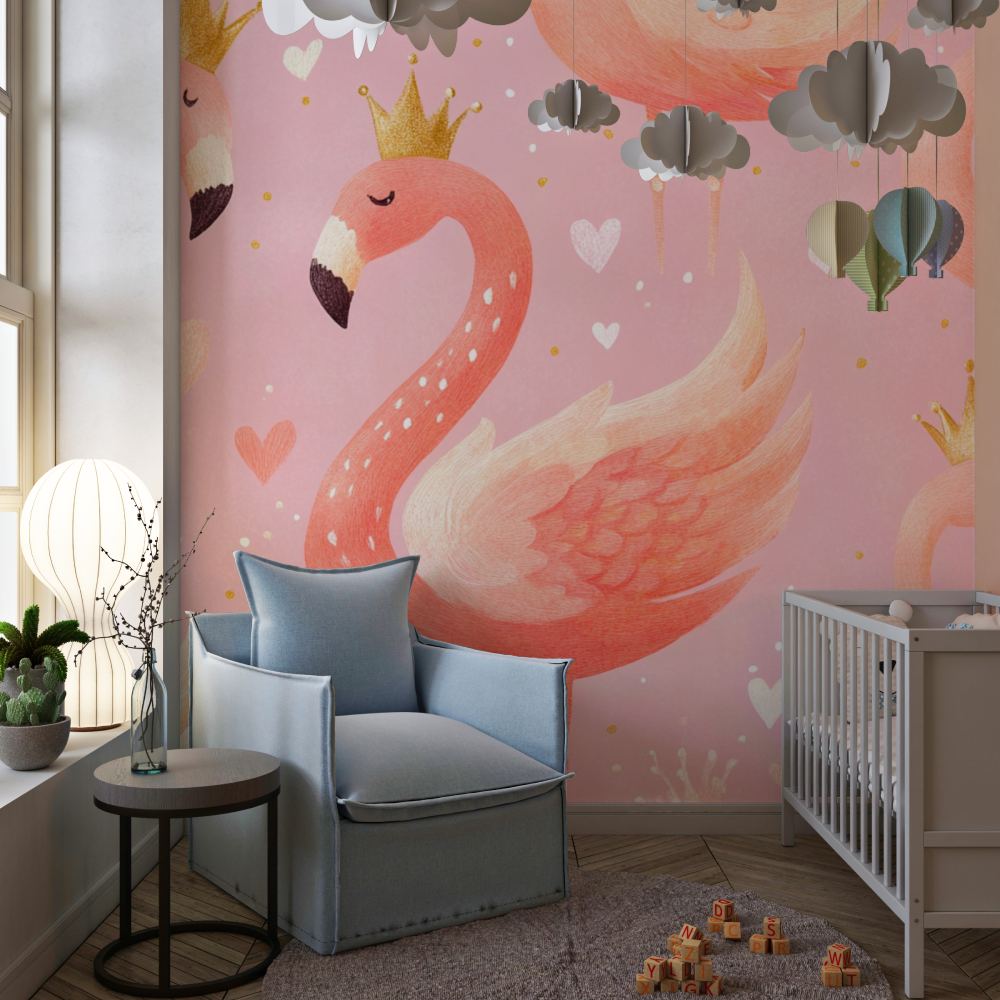 Papier peint princesse flamant ...princesse chambre de fille