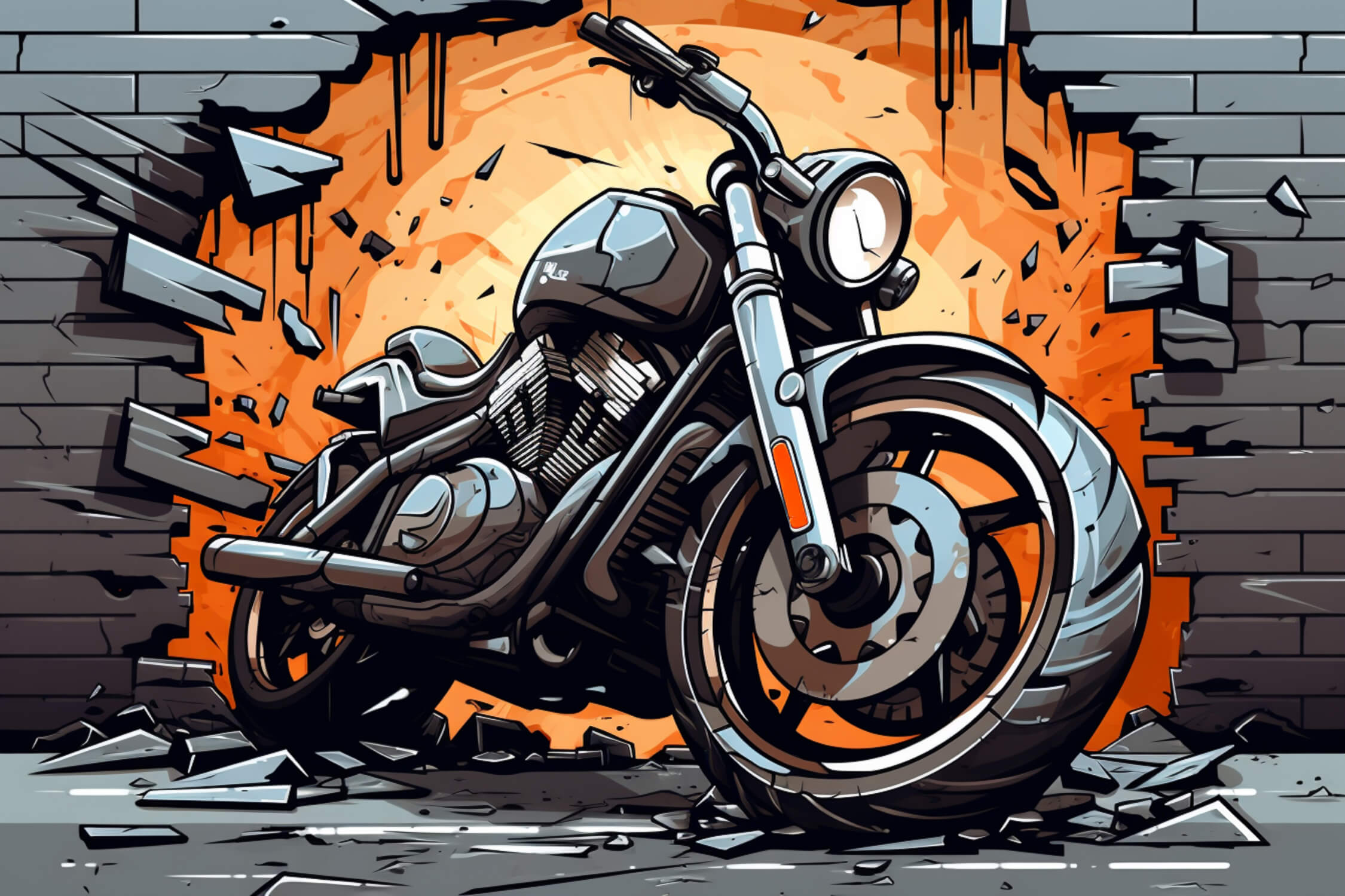 Papier Peint Graffiti 3D Moto Cross