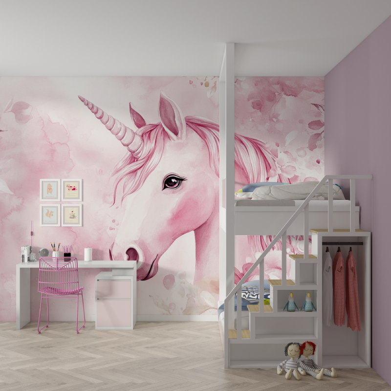 Papier peint chambre theme lico...bre rose mur chambre fille