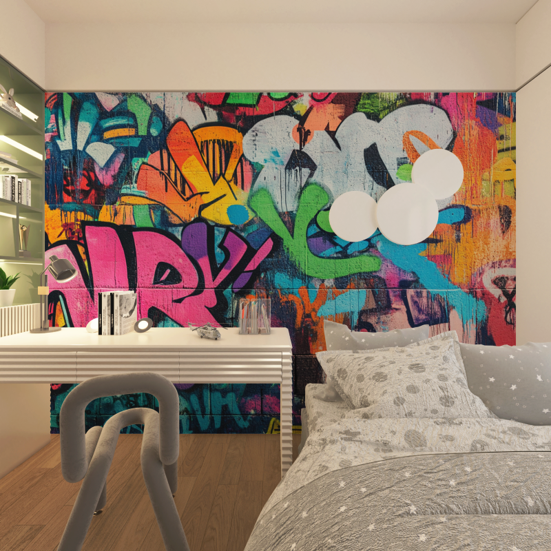 Papier peint musique graffiti chambre adolescents