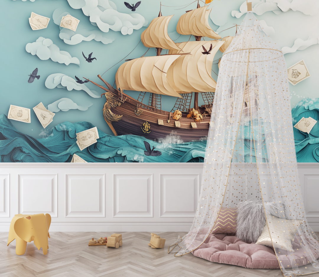 Papier peint pirates pour enfants bebe