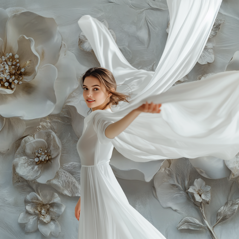 Papier peint fleur 3d bijoux modele