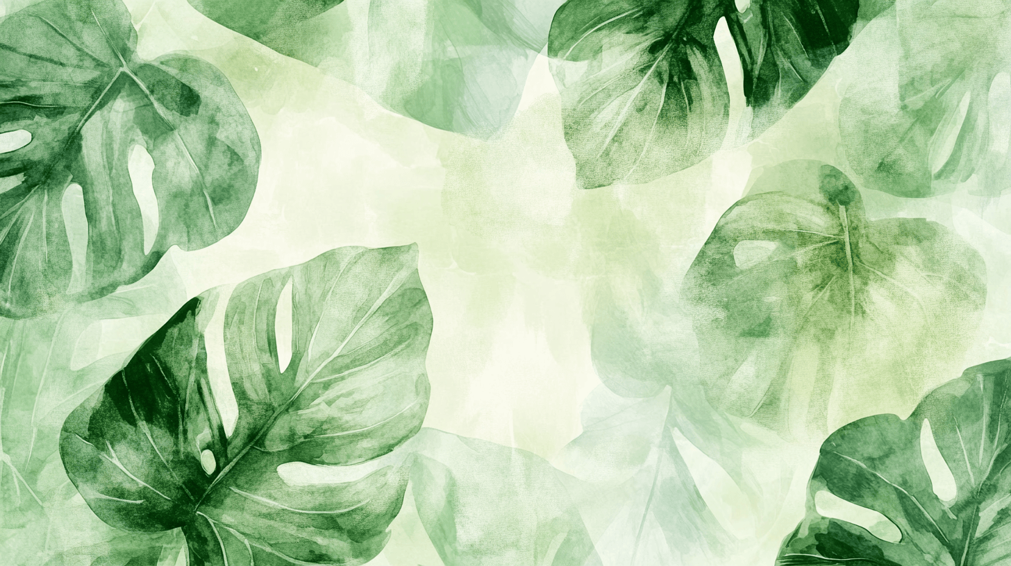 Papier Peint Aquarelle Feuilles Abstraites