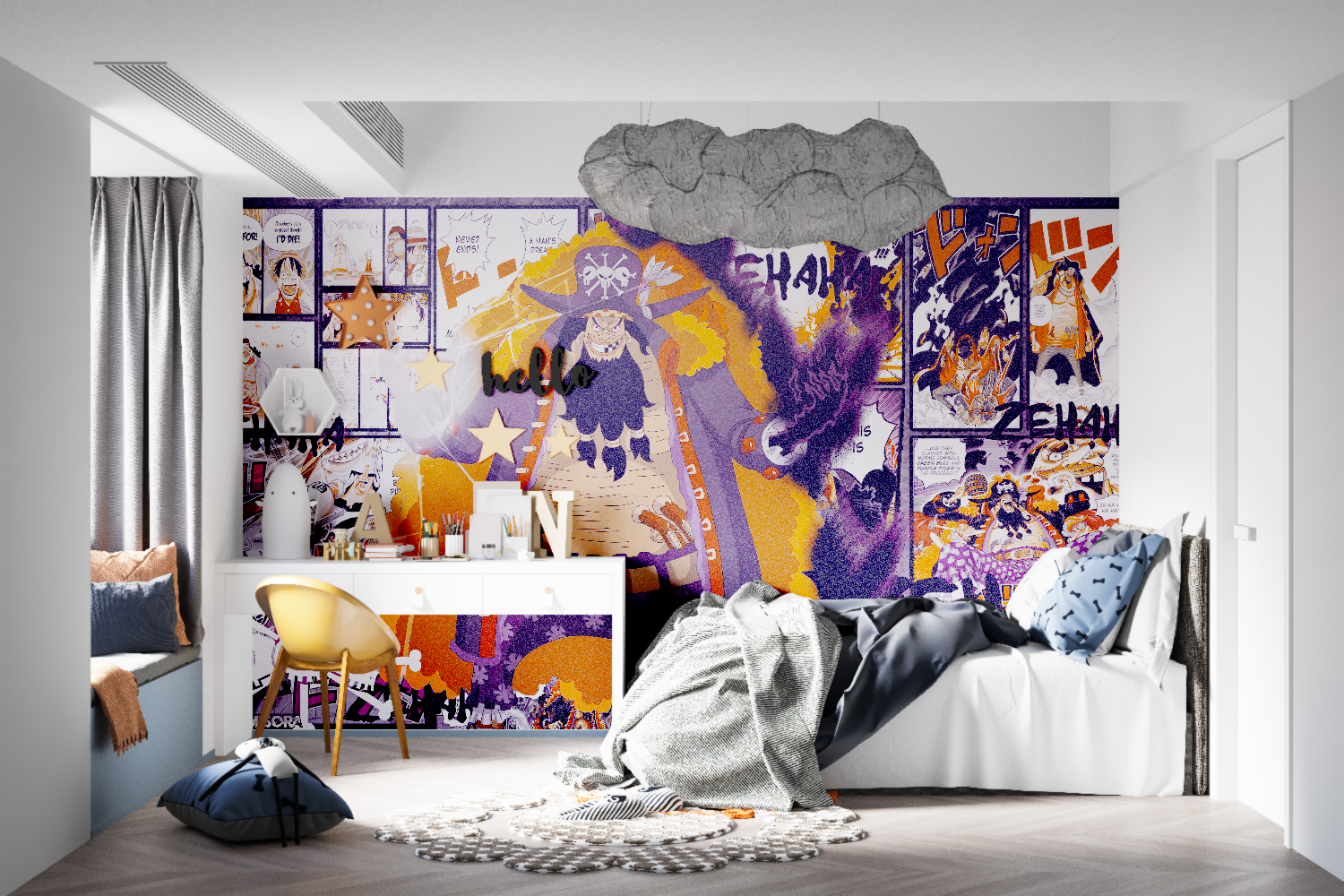 Papier Peint One Piece Barbe Noire - tapisserie ado