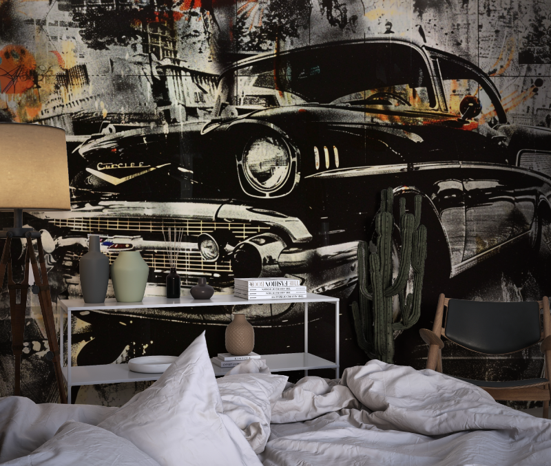 Papier peint hd voiture ancienne chambre dado1