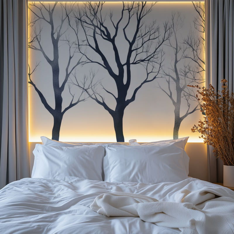 Papier peint arbre graphique chambre premium