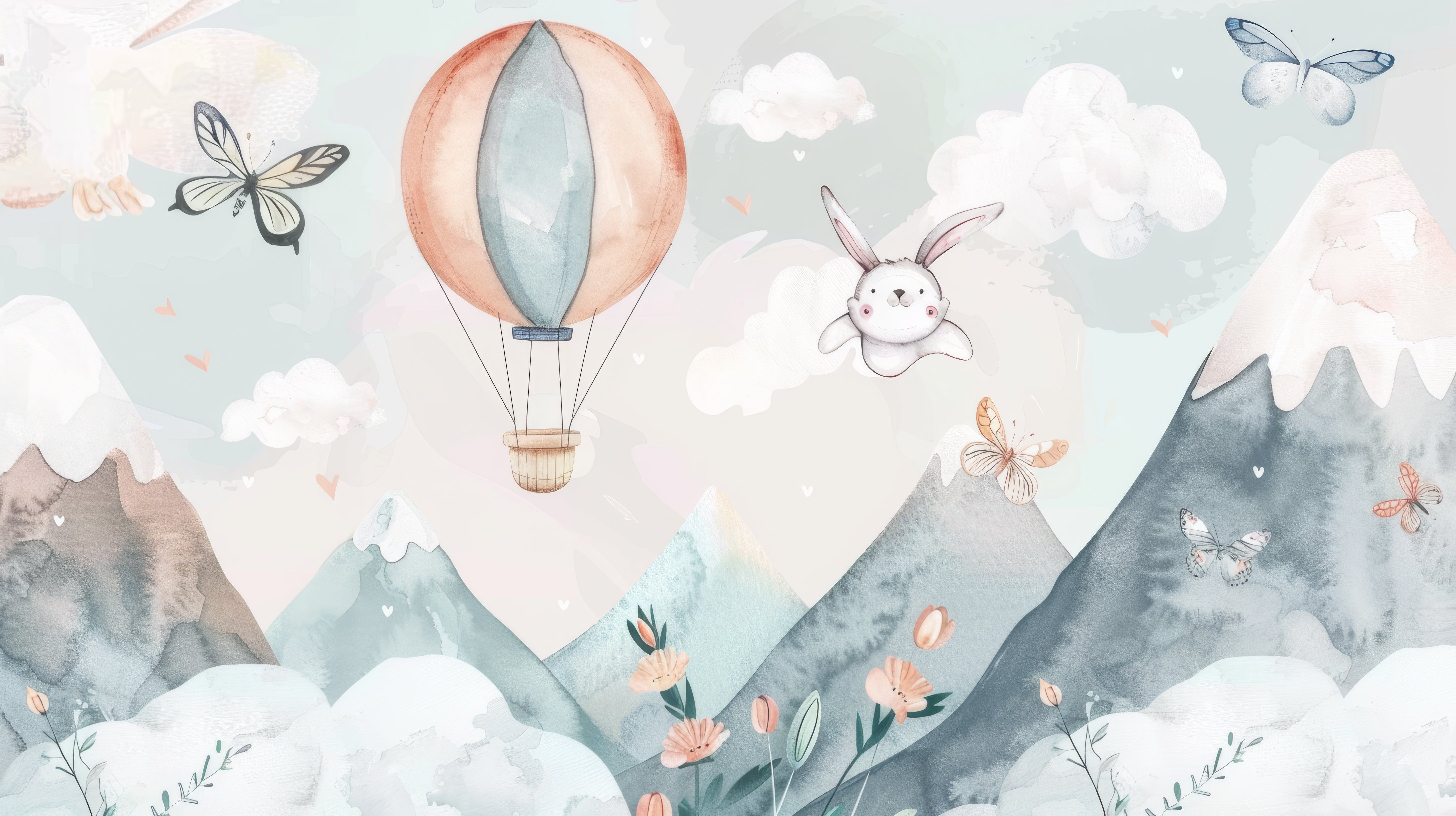 Papier peint montagnes animaux bébé