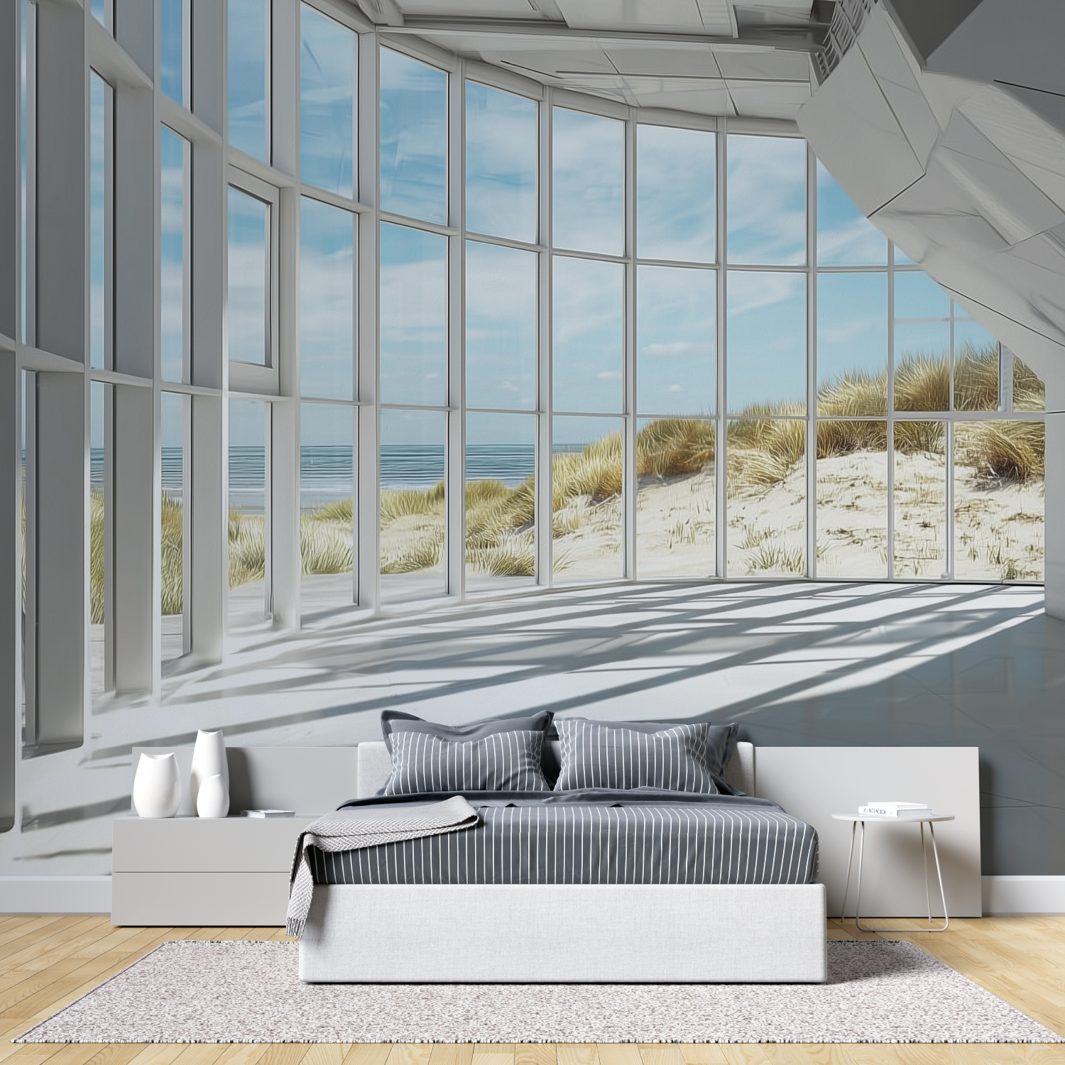 Panoramic view illusion mural wallpaper tete de lit