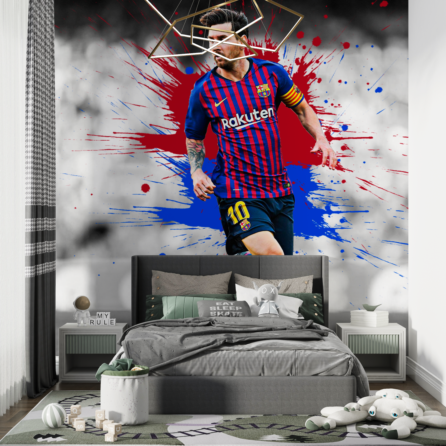 Papier peint foot messi chambre de garcon