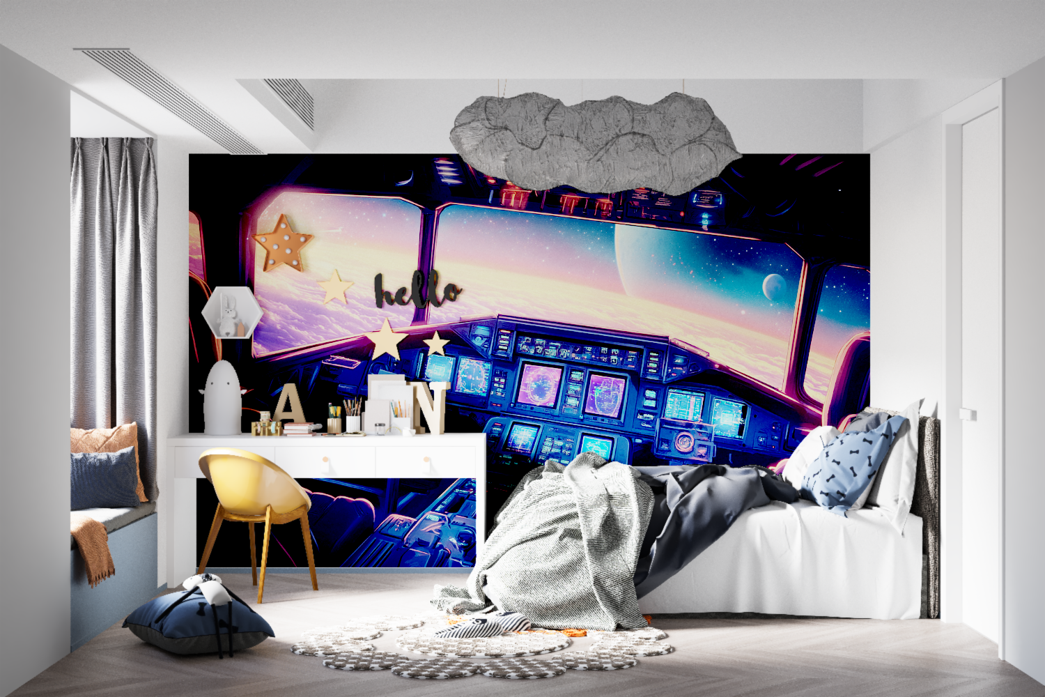 Papier peint cockpit vaisseau tapisseries murale