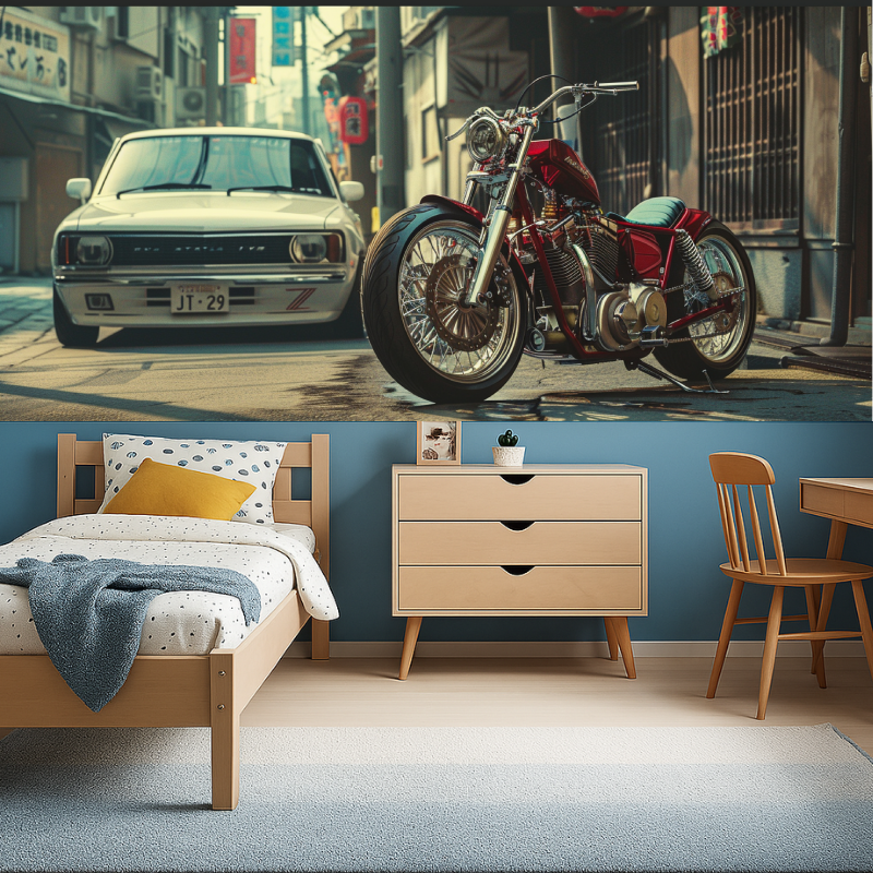 Papier peint moto et voiture garcon456