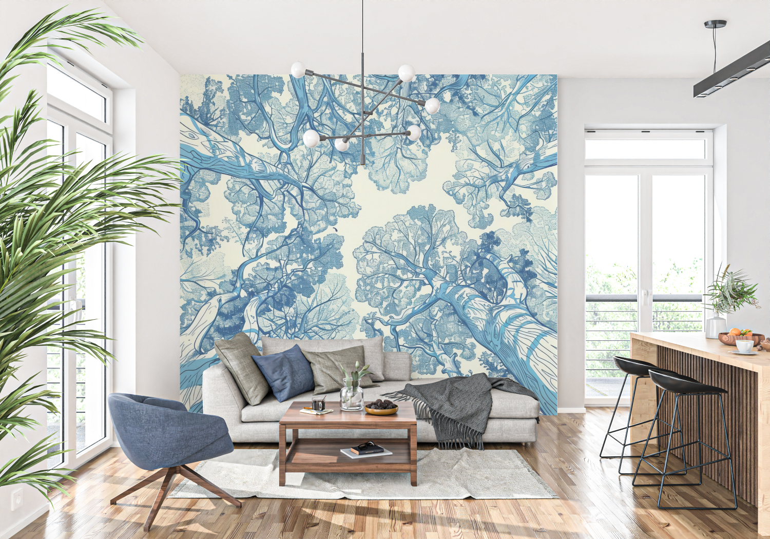 Papier Peint Toile De Jouy Revisité - panoramique-mur