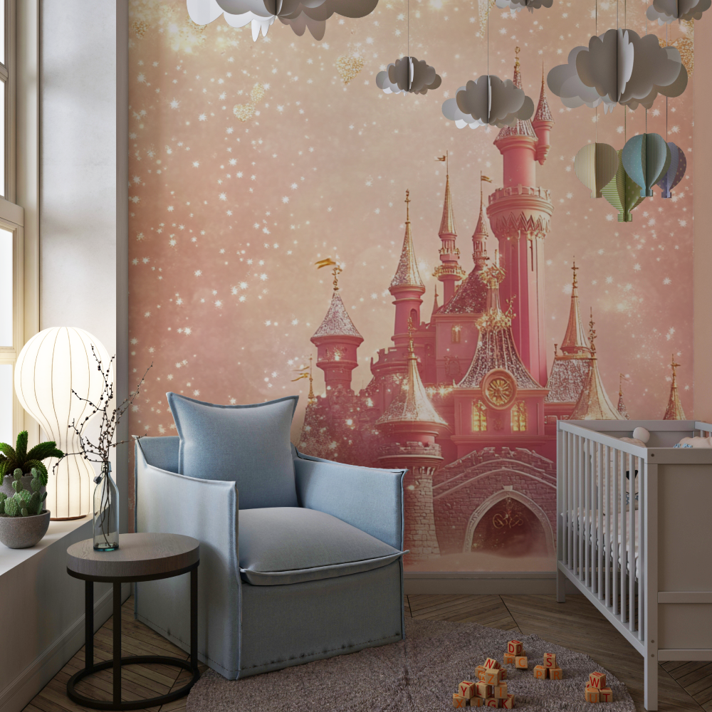 Papier peint grand chateau chambre de fille