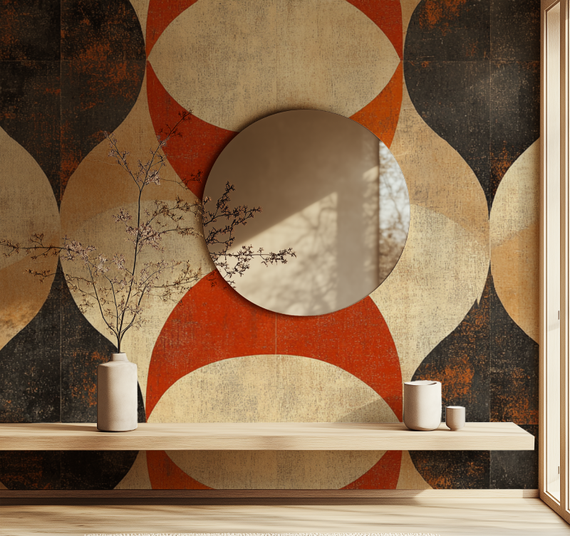 Papier peint vintage geometrique miroir