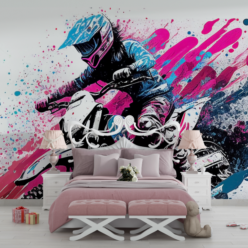 Papier peint graffiti motocross fille chambre filles