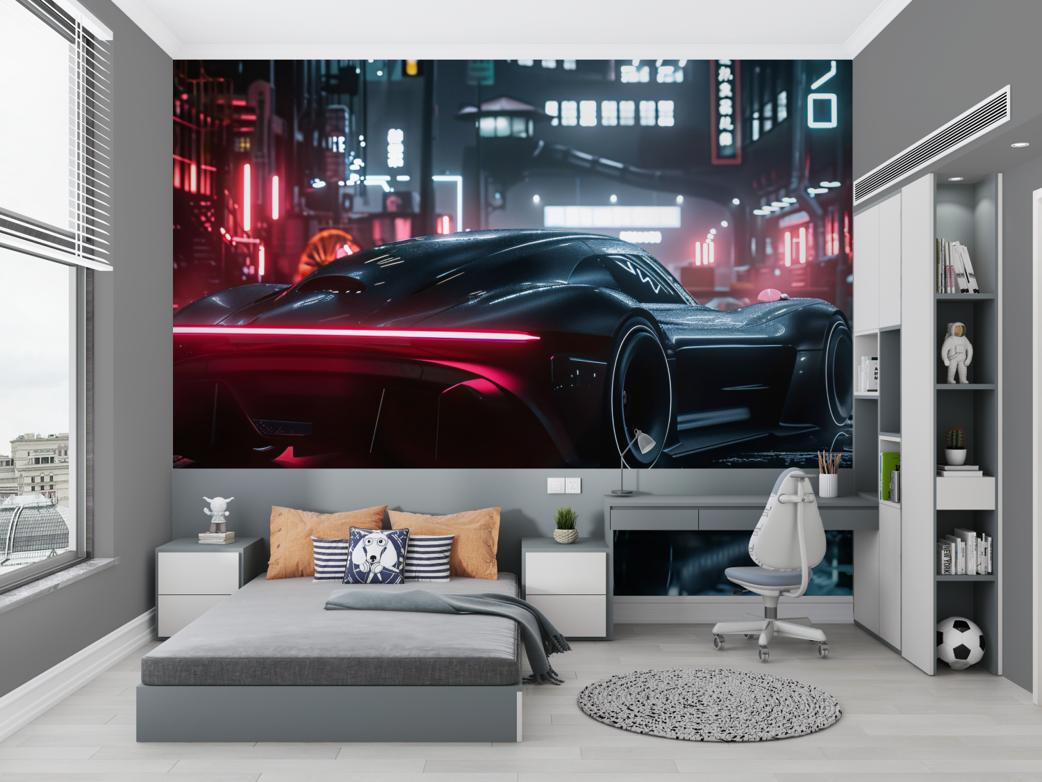 Papier peint voiture de luxe de nuit chambre petit