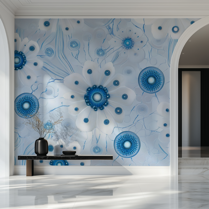 Papier peint fleur bionique salon beau