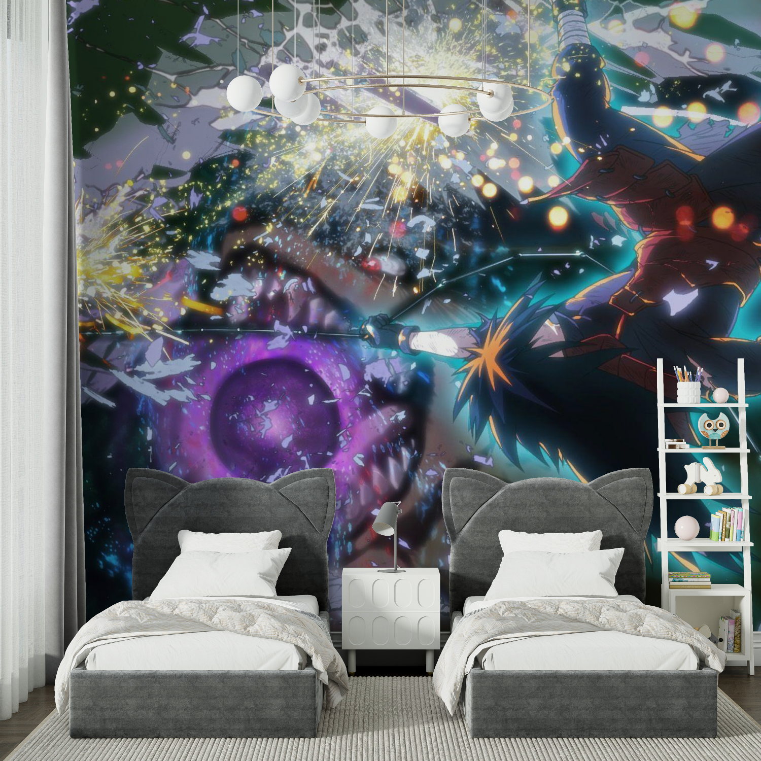 Papier Peint Naruto Combat Explosif - chambre garçon lit