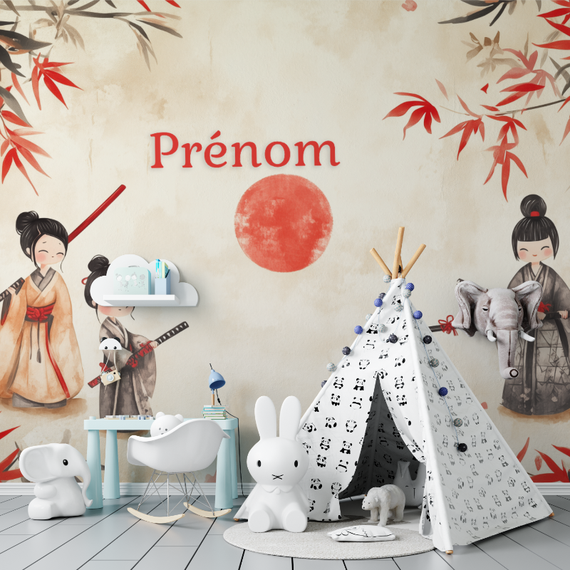 Papier peint prenom japonais tapisserie murs