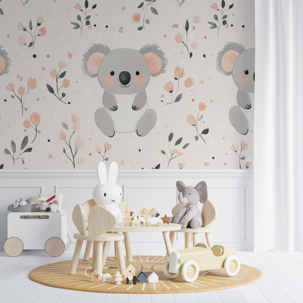 Papier peint koala et tricot doux chambre de bebe