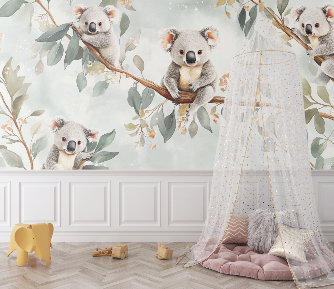 Papier peint koala et premieres etoiles bebe