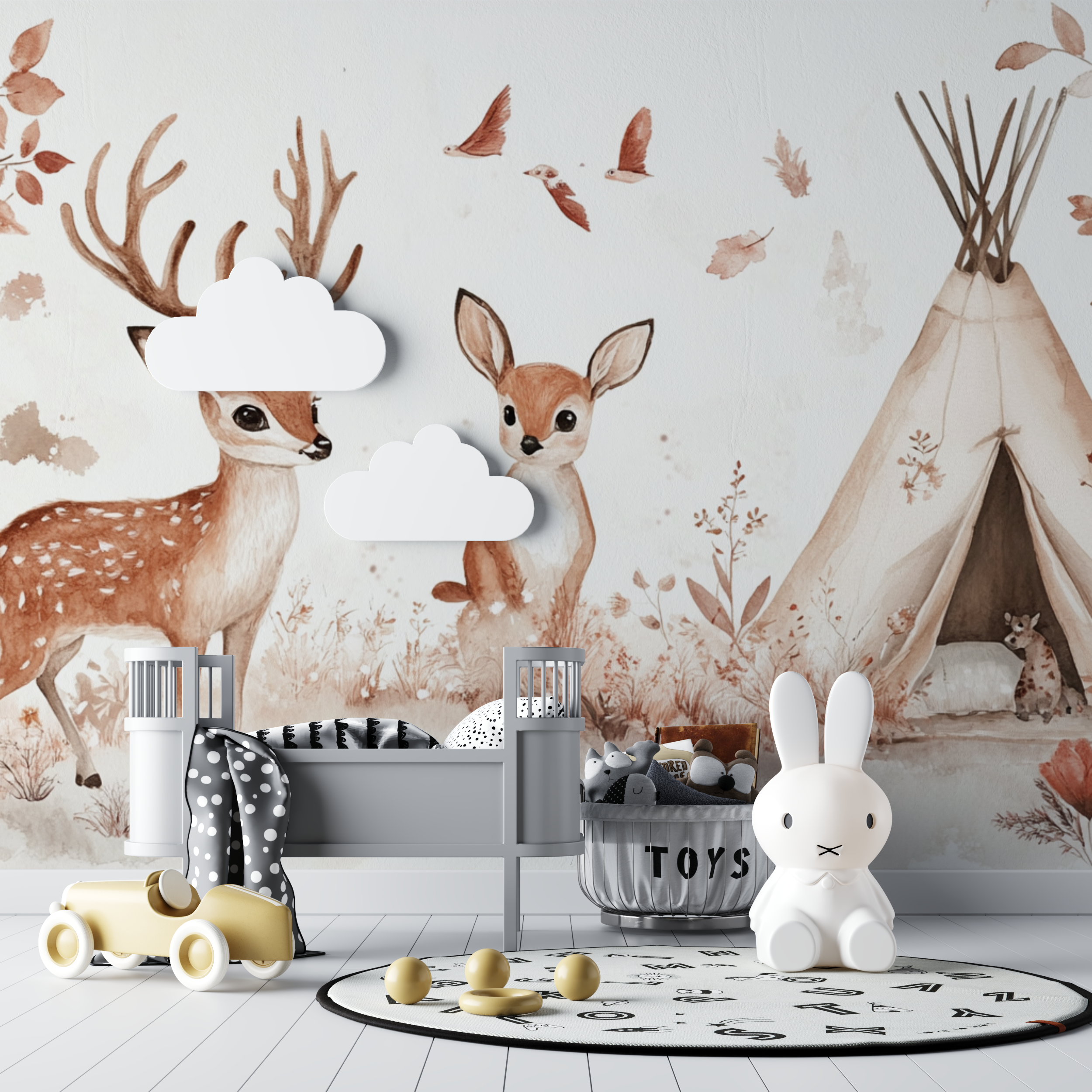 Papier peint foret et tipi bebe bebe tipi