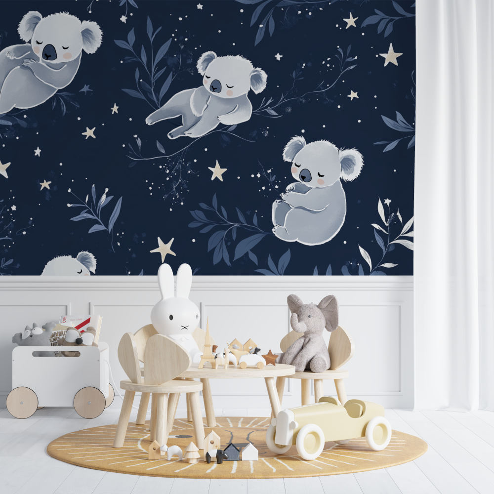 Papier peint koala au creux dune etoile chambre de bebe
