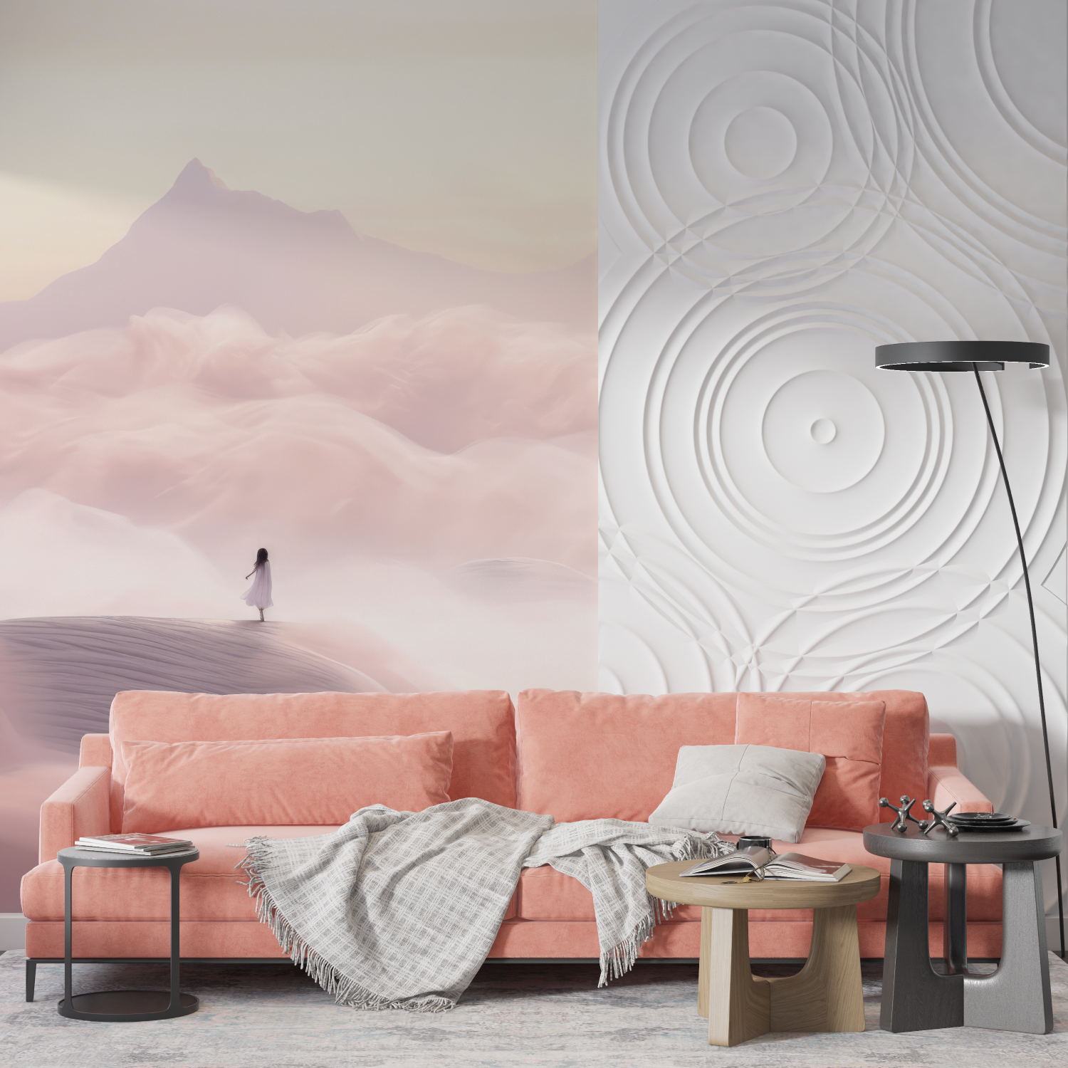 Papier peint aquarelle paysage de reve mur