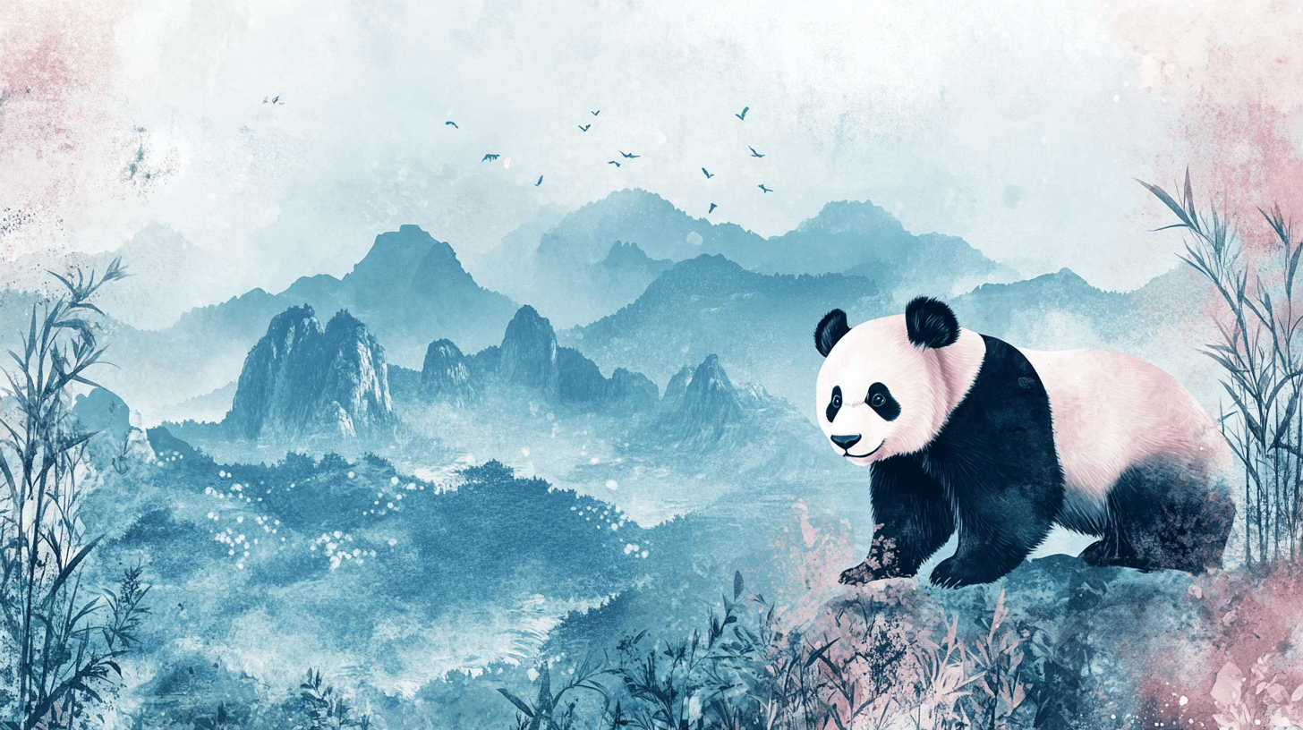 Papier Peint Panda Et Paysages Doux
