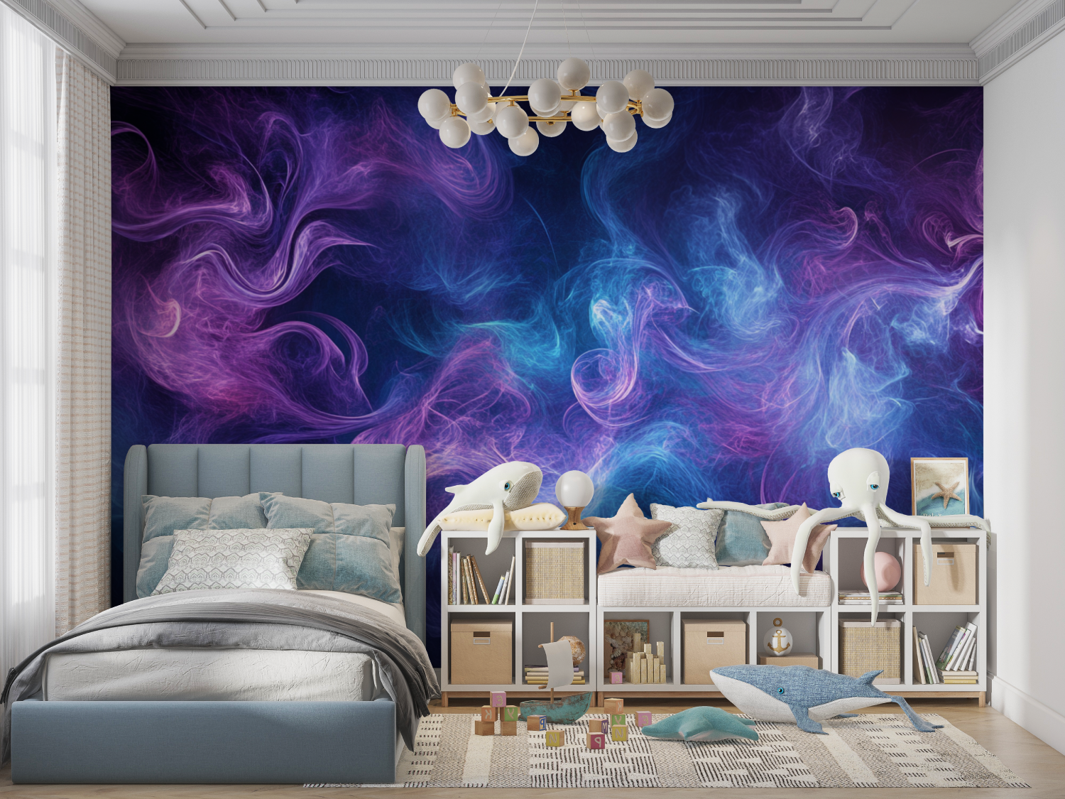 Papier peint fumee mysterieuse panoramique garcon