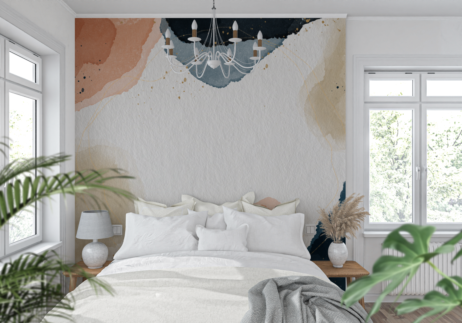 Papier peint aquarelle taches designs tendance mur