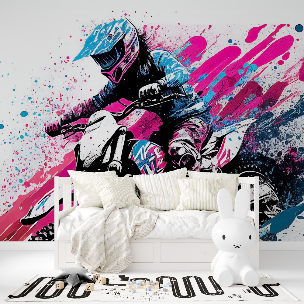 Papier peint graffiti motocross fille tapisserie fille