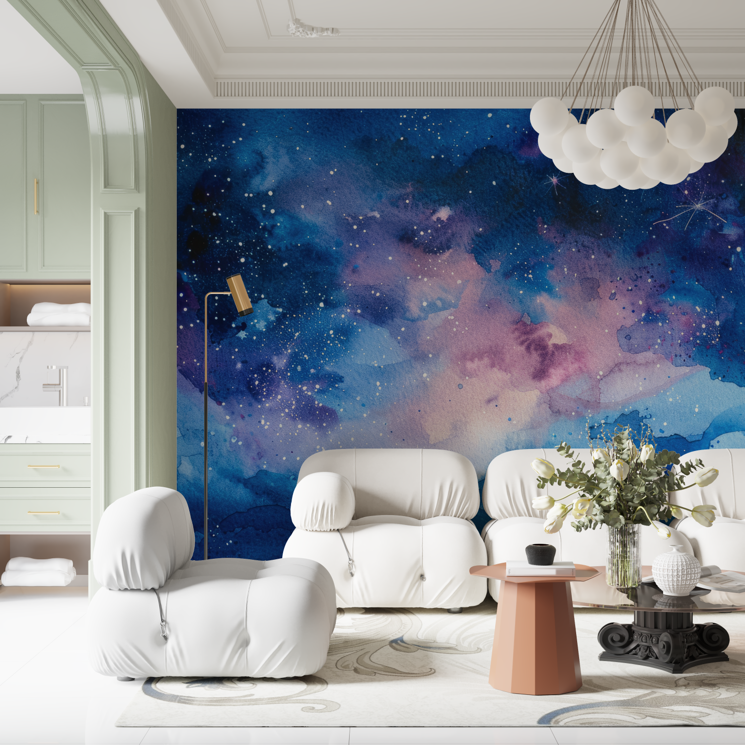 Papier peint aquarelle ciel ados contemporain