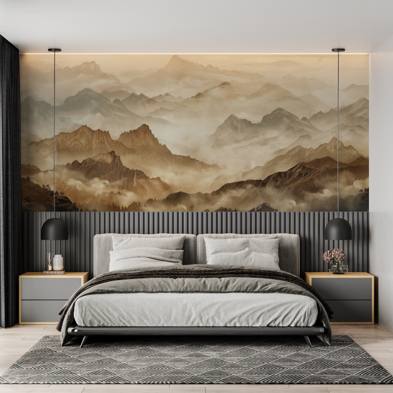 Papier peint panoramique montagnes terracotta mural adulte
