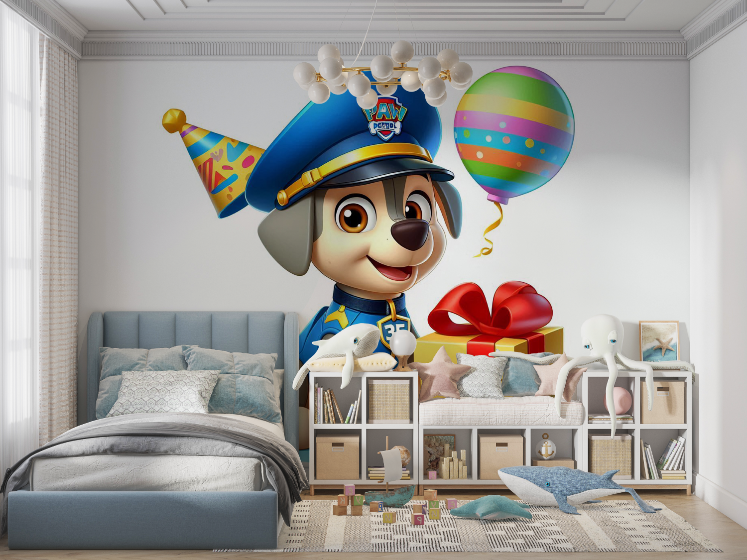 Papier peint pat patrouille blanc panoramique garcon