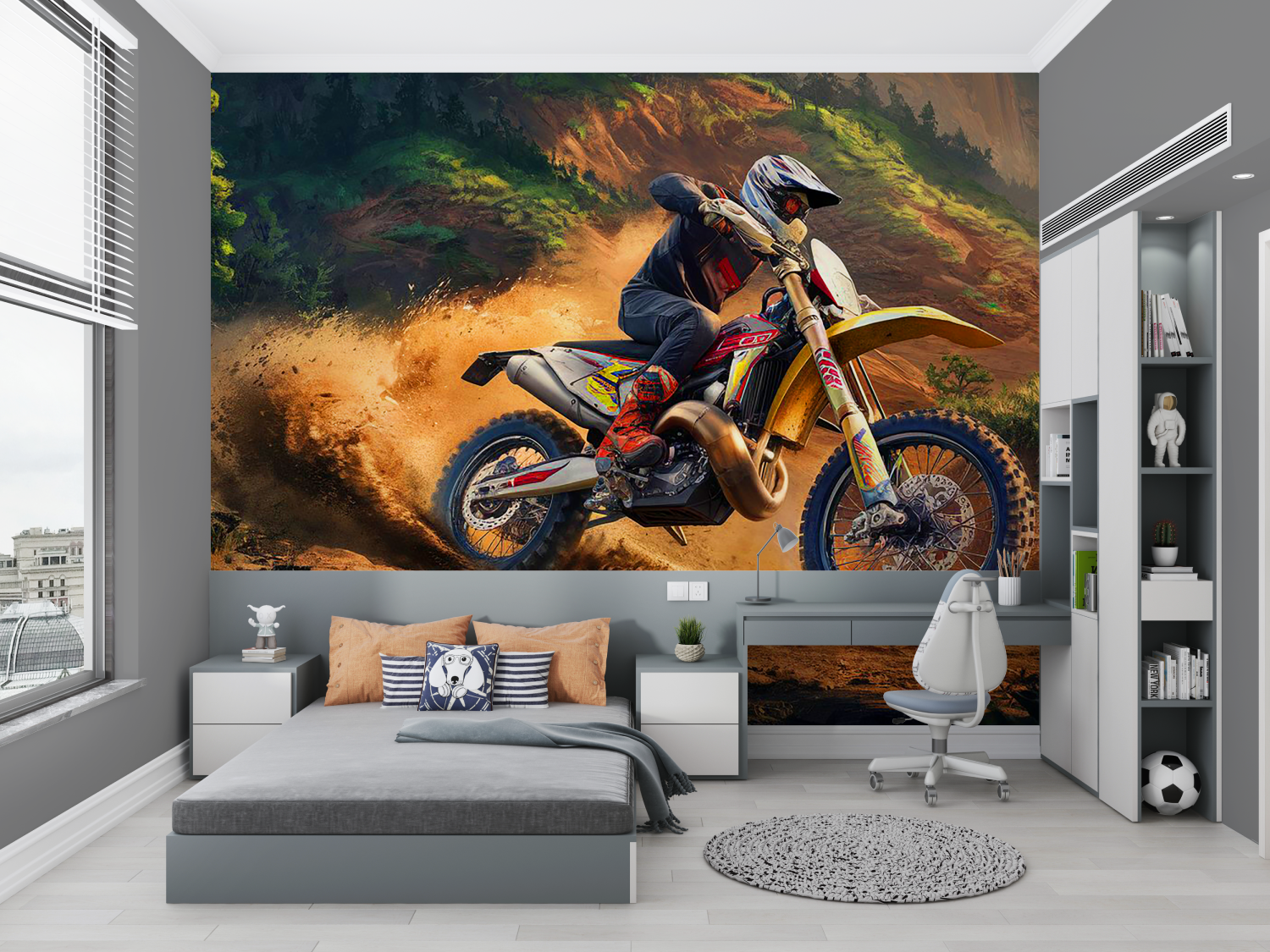 Papier peint garcon moto drift chambre petit