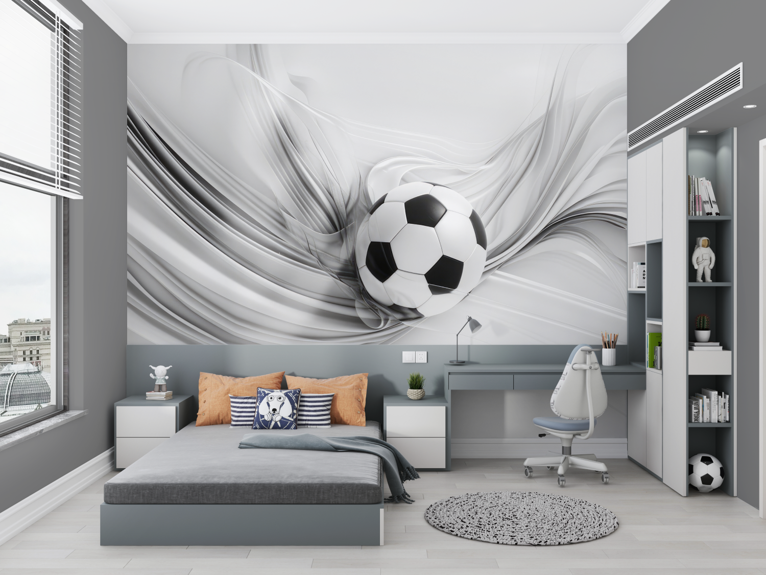 Papier peint 3d ballon foot chambre petit