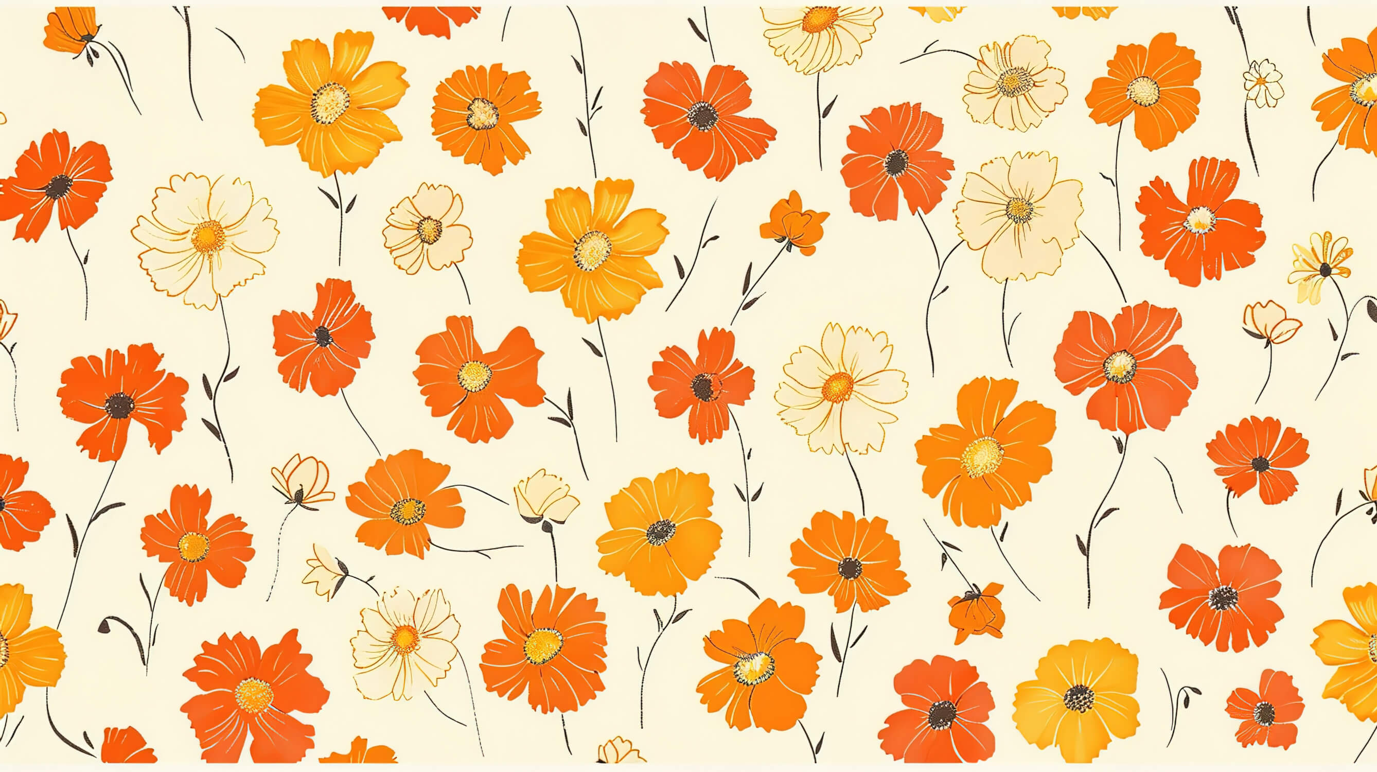 Papier Peint Vintage Orange Et Blanc