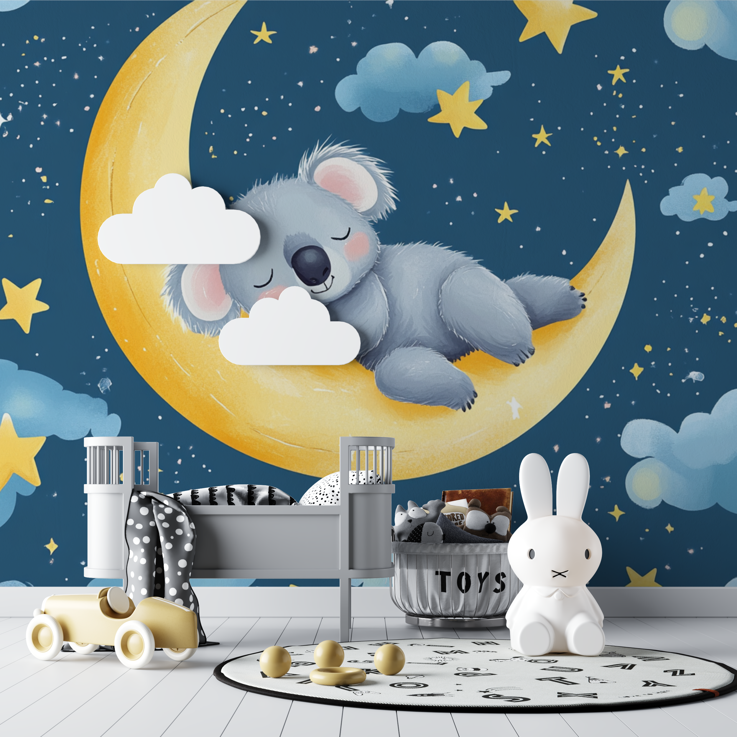 Papier peint koala endormi sur ...roissant de lune bebe tipi